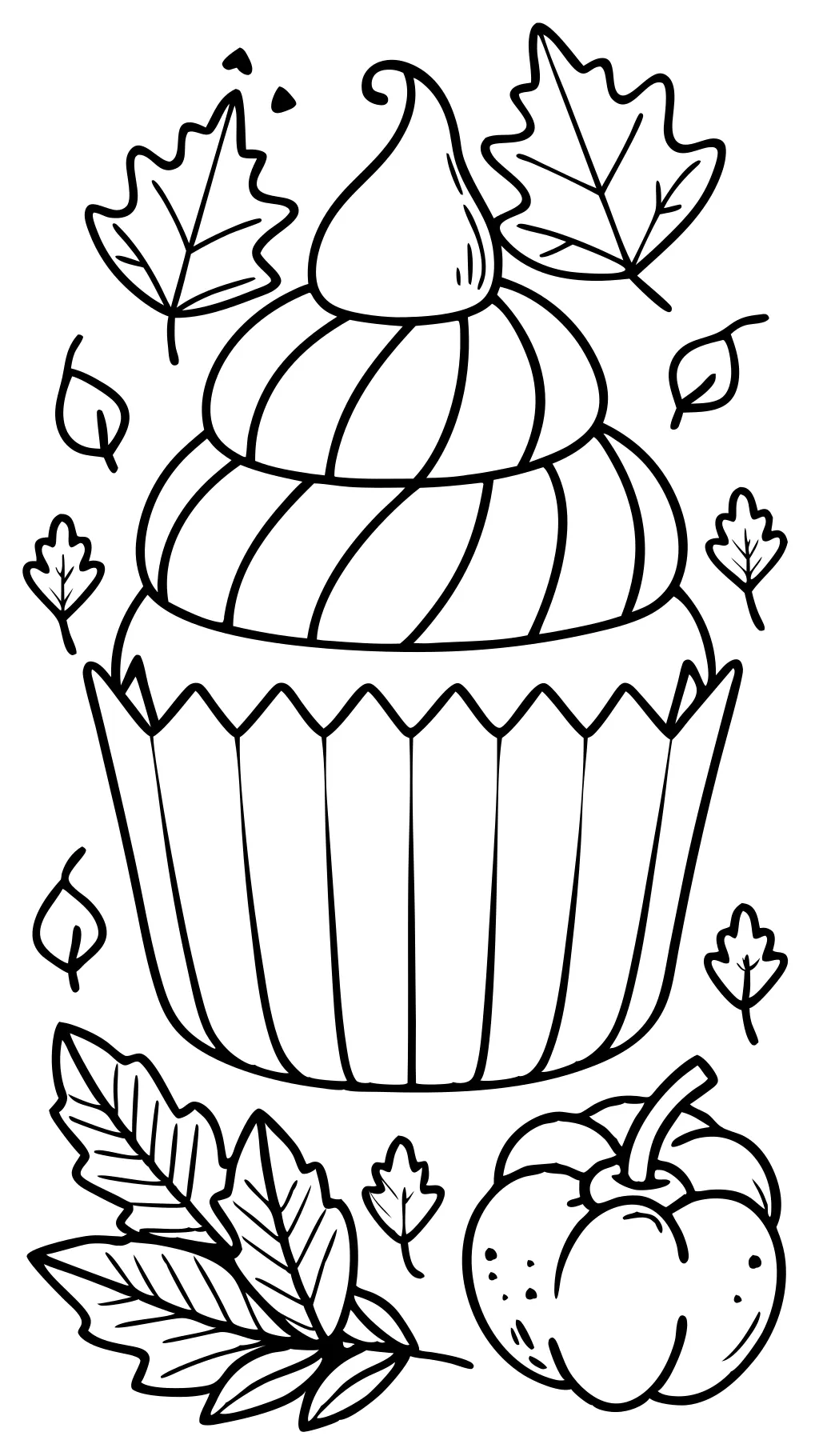 coloriage à imprimé de cupcake à la citrouille